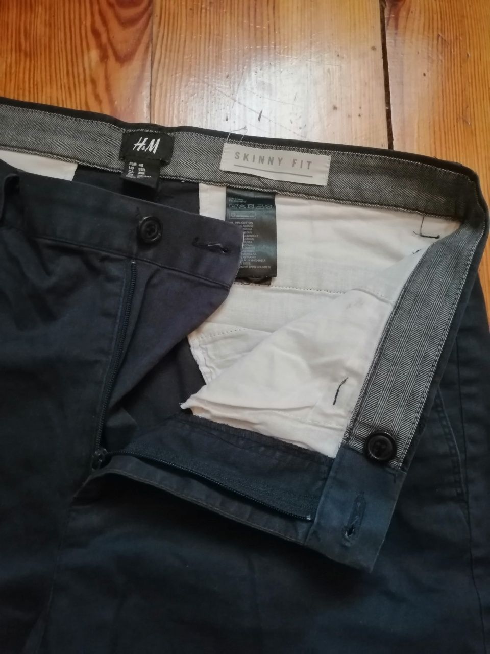 Materiałowe spodnie skinny fit męskie h&m r 48