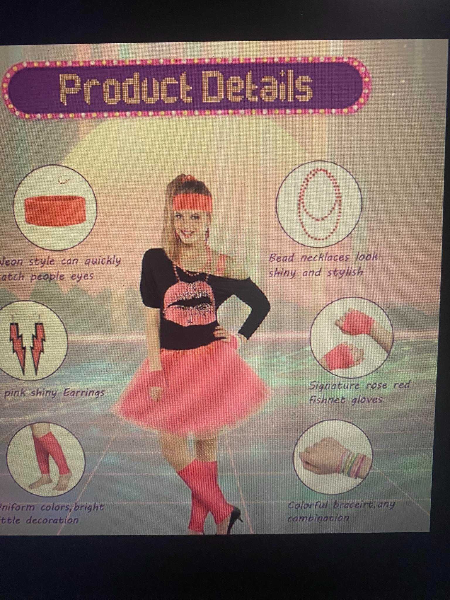 Lata 80  strój karnawałowy  kostium neonowy