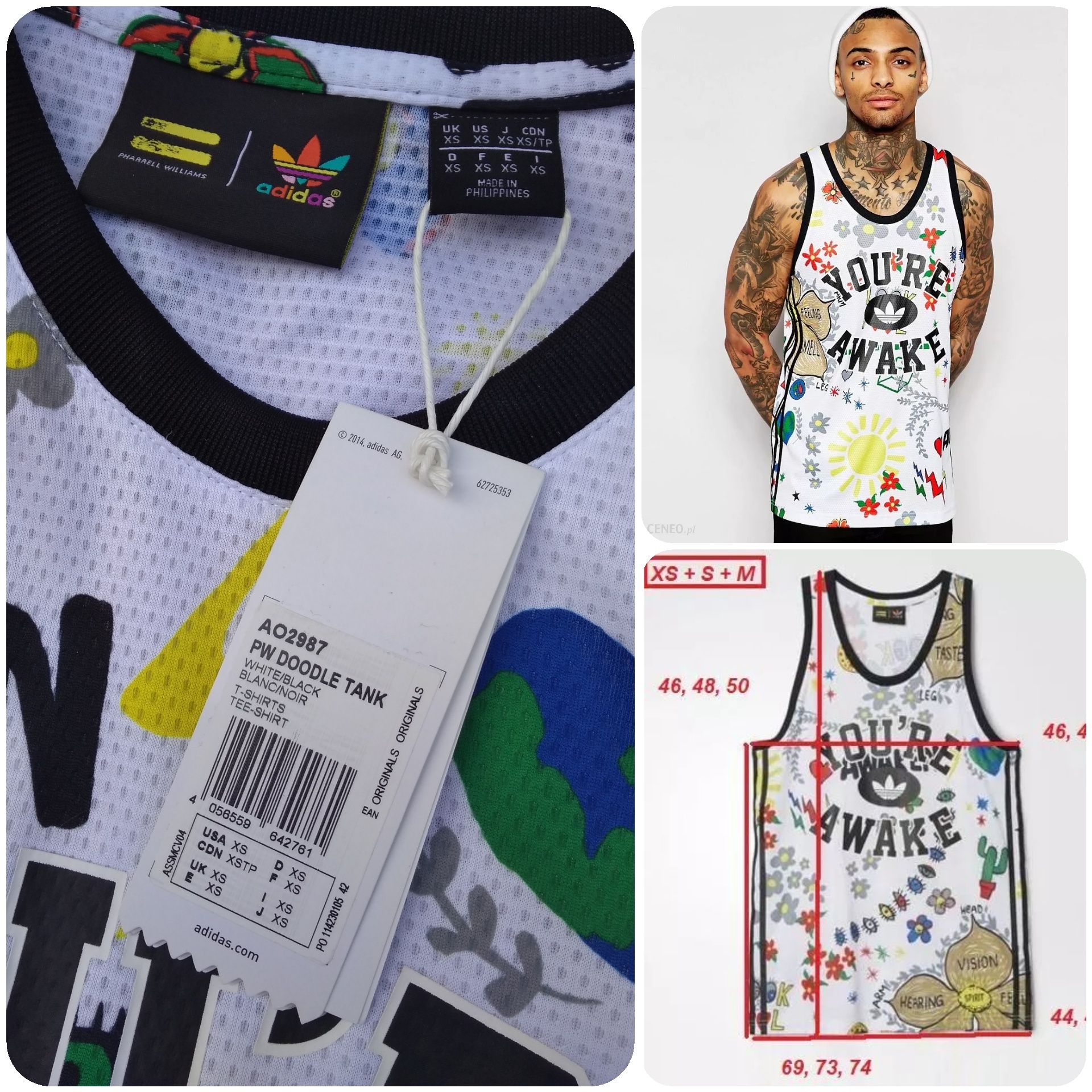 Adidas koszulka Pharrell Williams Doodle top Xs