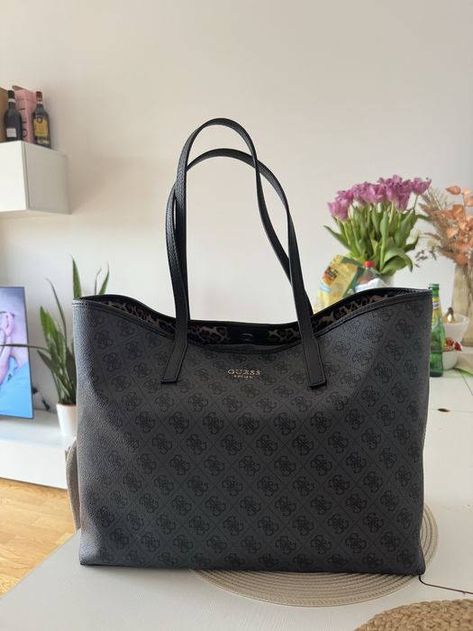 Vikky VKKY Duża Torebka Shopper, Szara z Czarnym Logo – NOWA!