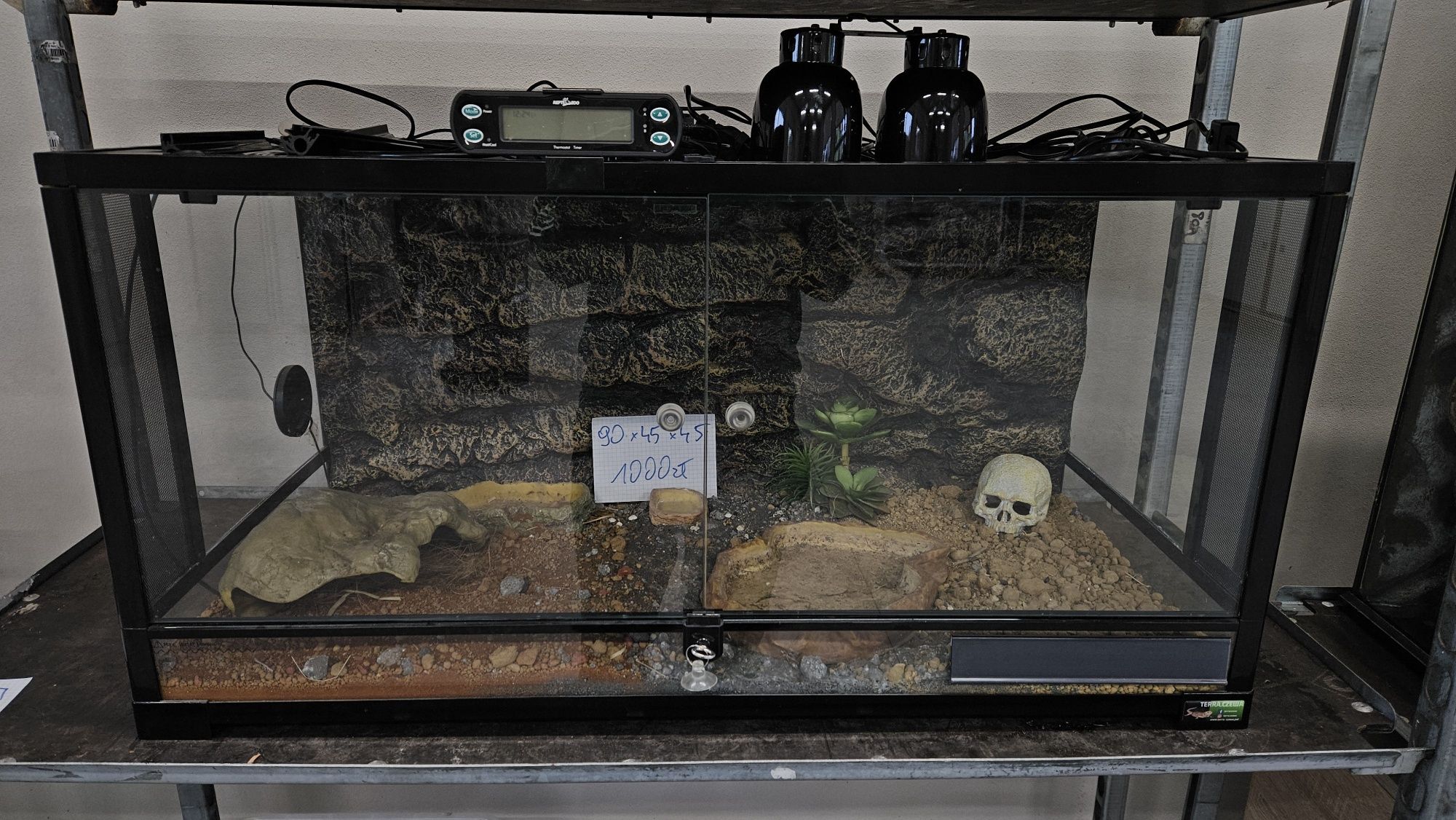 Terrarium ReptiZoo 90x45x45 z wyposażeniem dla żółwia