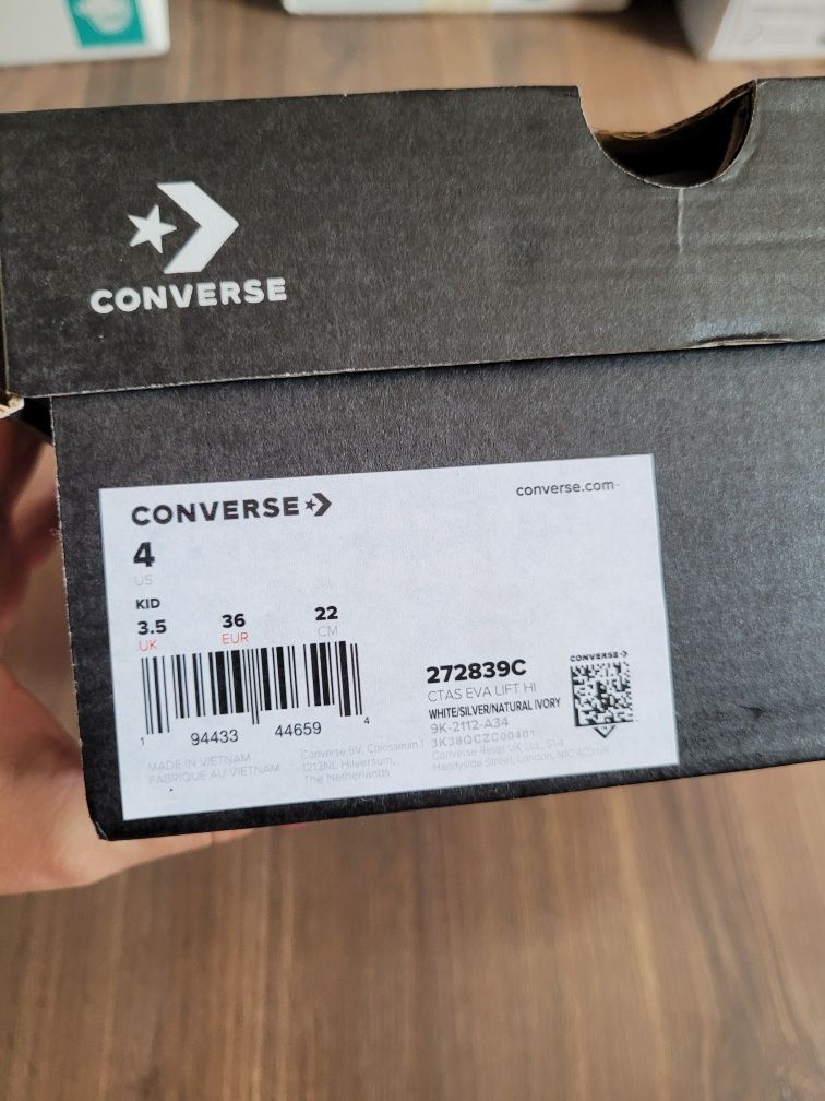 Nowa szare srebrne buty na platformie Converse