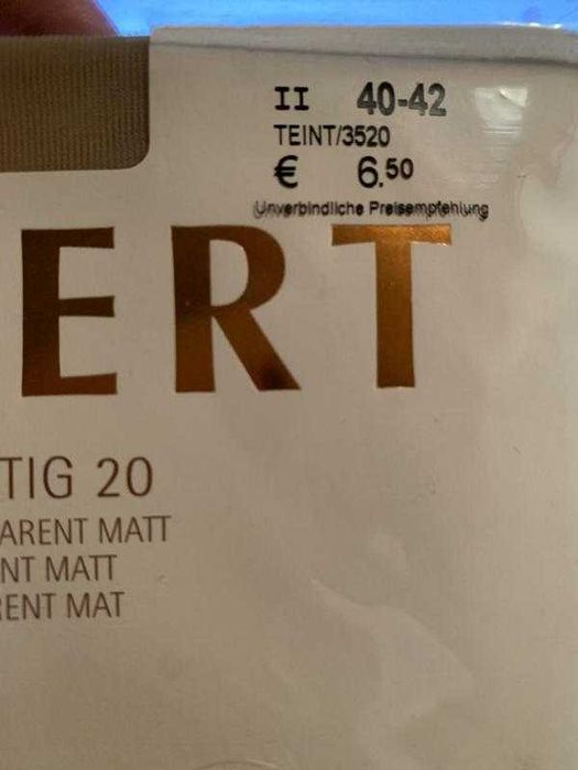 Тонкие гладкие колготки kunert 20 den размер 2 m