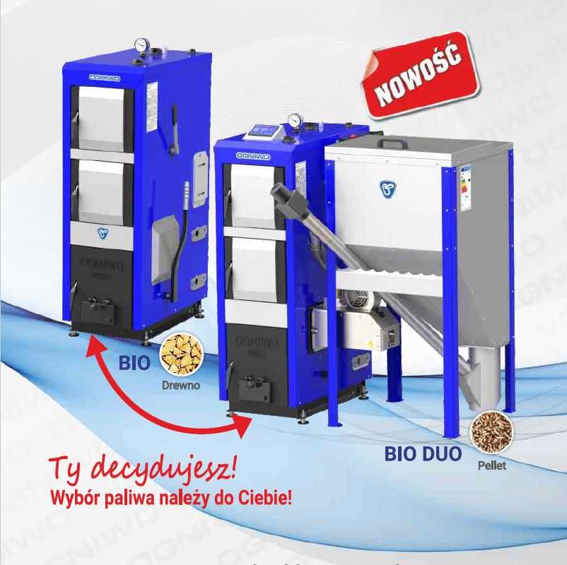 Kocioł, piec OGNIWO BIO DUO 10 kW - wielopaliwowy - drewno i pellet