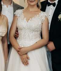 Suknia ślubna bogato zdobiona Angela księżniczka 173 cm + 7,5 cm