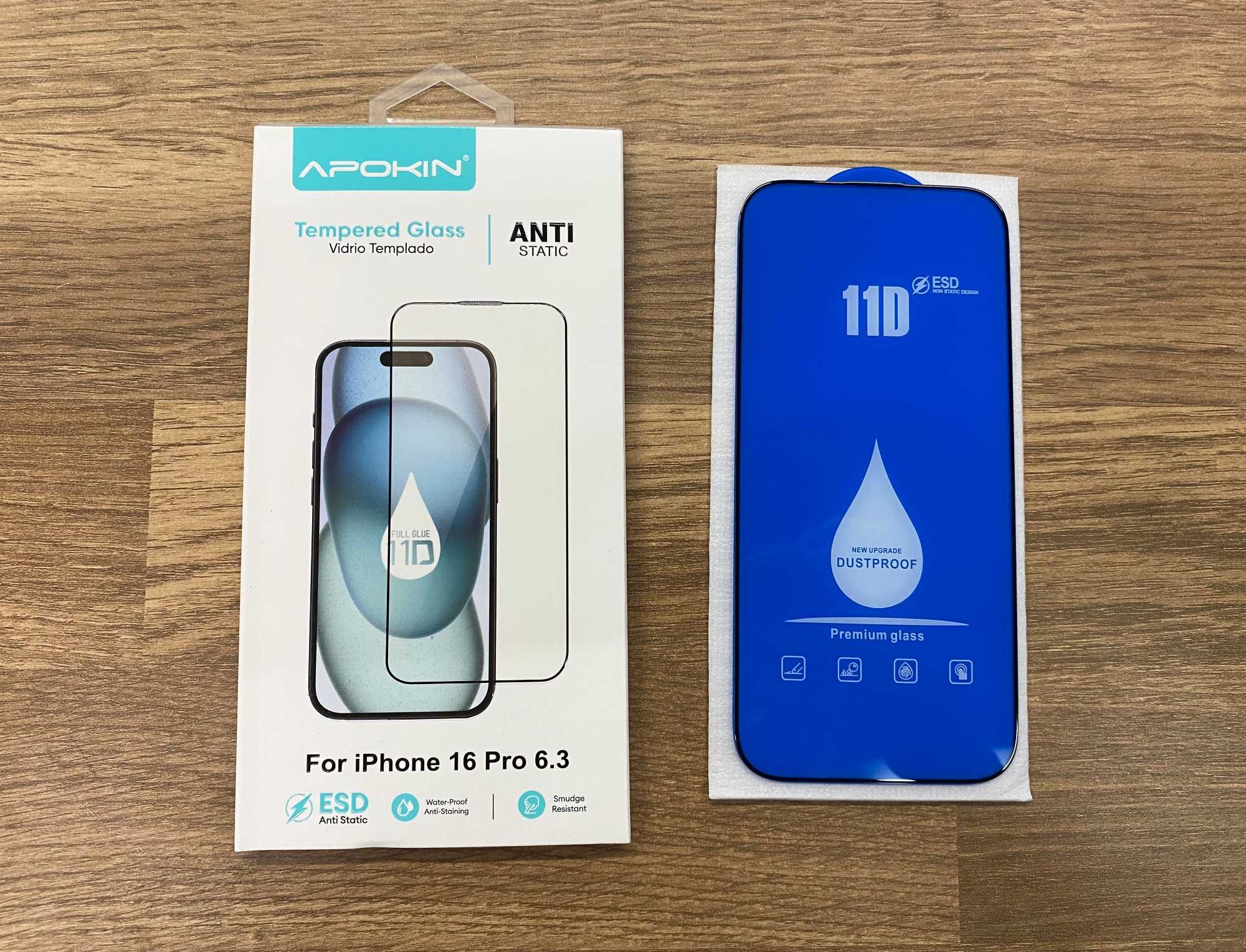 Película de vidro temperado de iPhone 16/16 Plus/16 Pro/16 Pro Max/16e