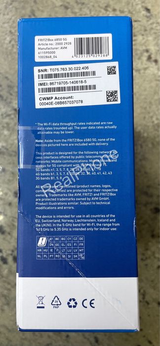 Маршрутизатор FRITZ!Box 6850 5G White