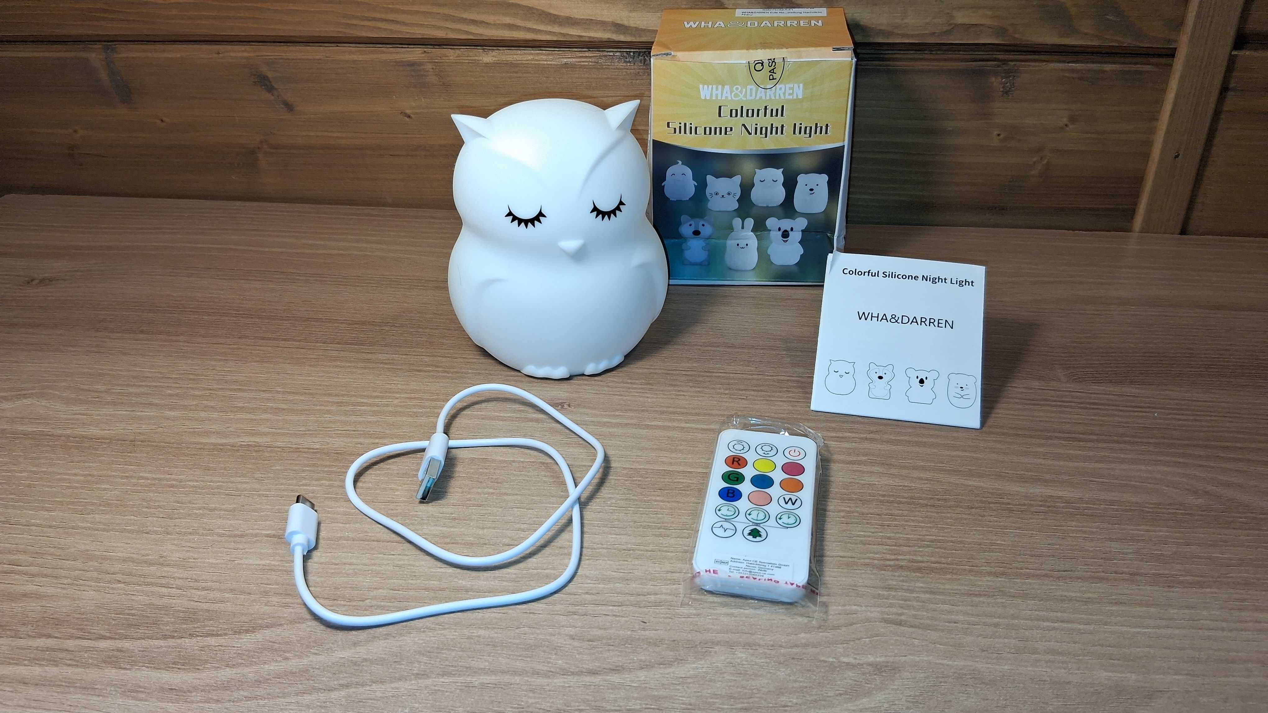 Lampka Nocna Silikonowa Sowa Na Pilot Usb Wielokolorowa