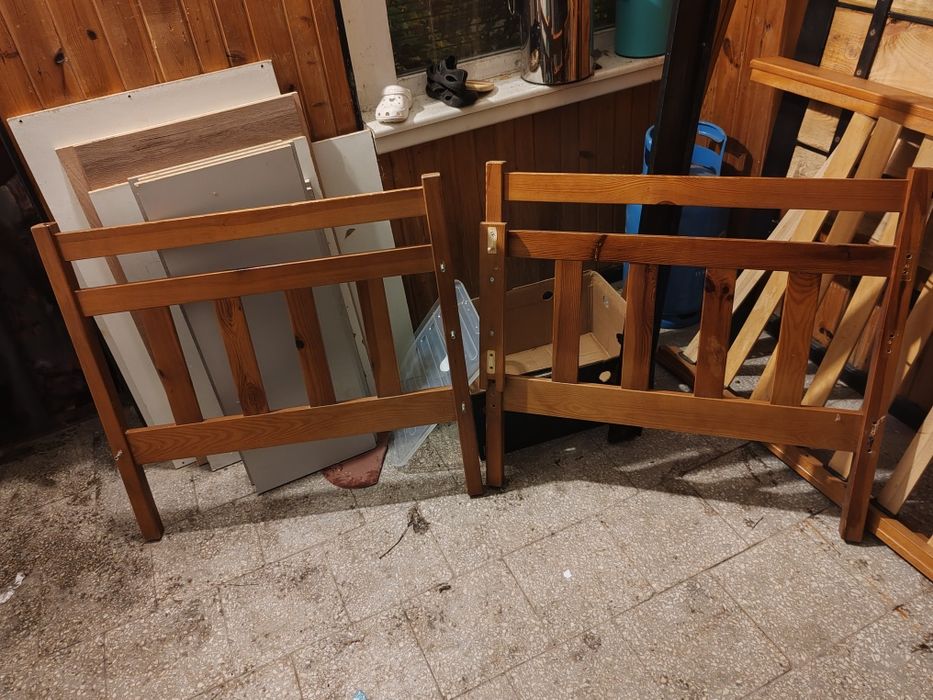 Łóżko drewniane brązowe 191x86, materac 180x80