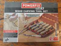 Zestaw dłut do drewna rzeźbienia Powerfix Profi+ 220mm 12 sztuk NOWE