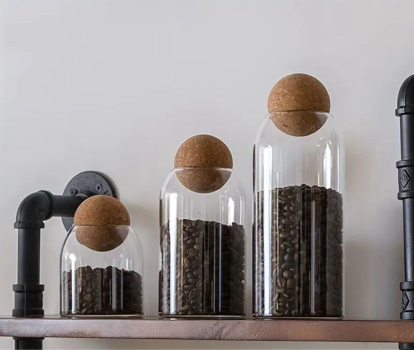 Набір з 3-х скляних банок для зберігання продуктів