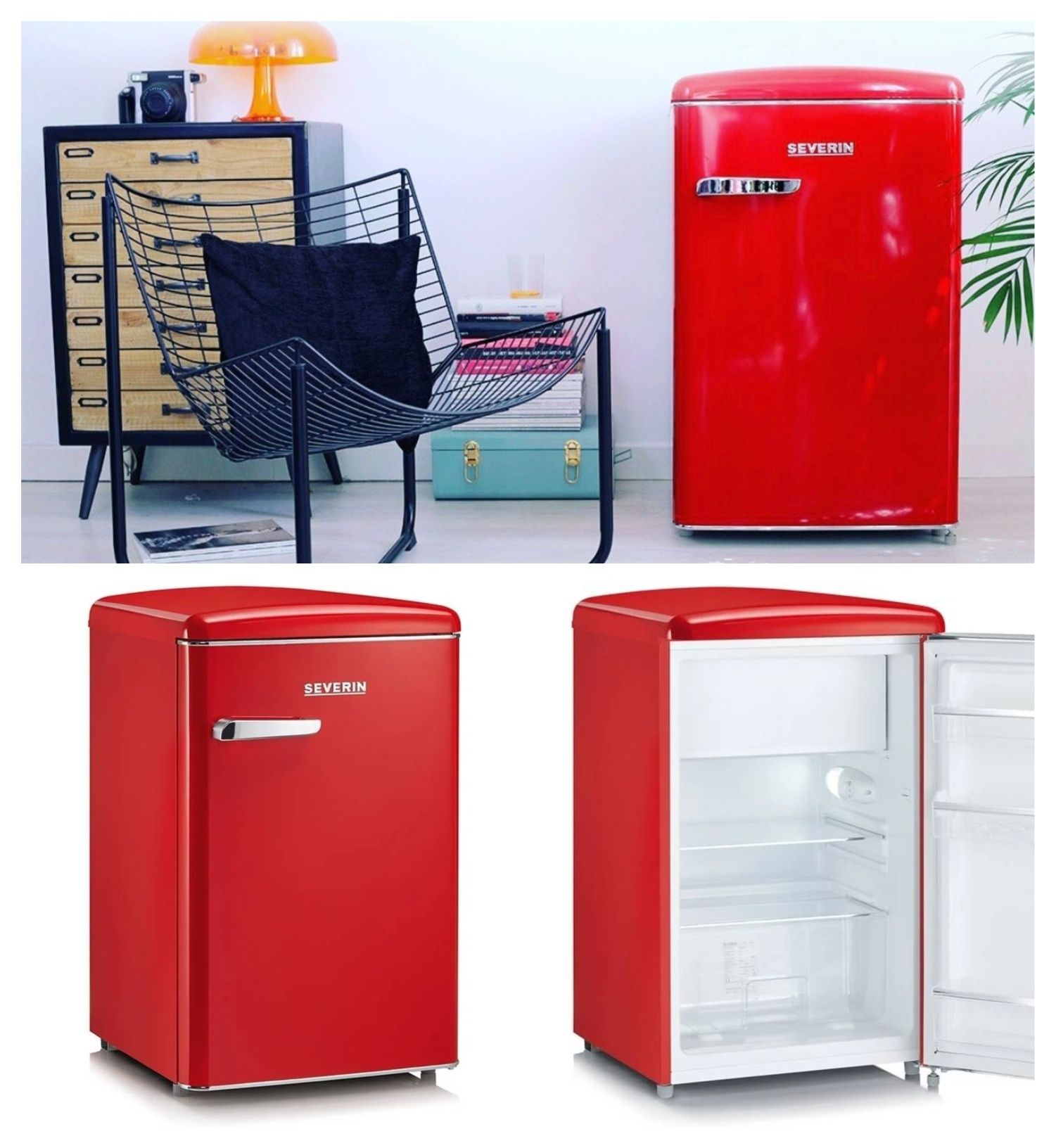 Frigorífico mini bar frigobar retro Séverin Italia SMEG vermelho vinta