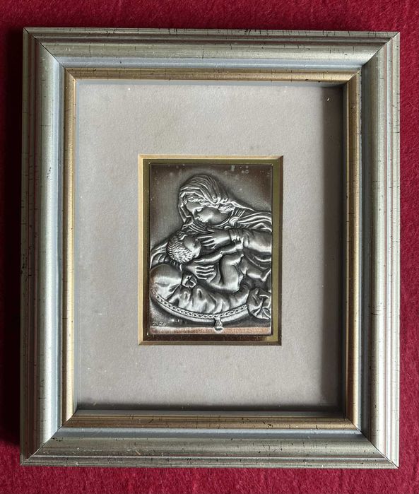 Matka Boska Karmiąca. Ikona Srebro Obrazek