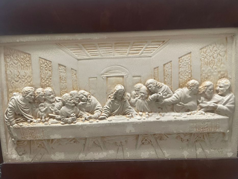 Quadro ceia de Cristo aplicações de prata