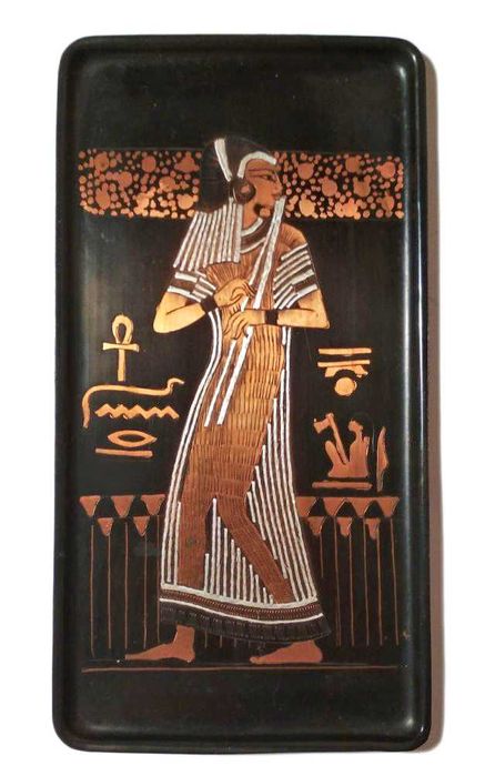 Egipt metaloplastyka miedź pamiątka 29x15 cm
