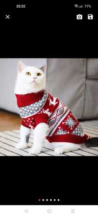 Kubraczek zimowy czerwony sweterek dla malego psa kota 10 jeleń