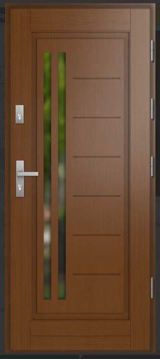 Drzwi zewnętrzne drewniane Agmar 80 P otwierane do wew. dąb premium