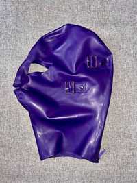 974/Nowa OD RĘKI M fioletowa maska latex lateks 0,4mm z wkładką klapki