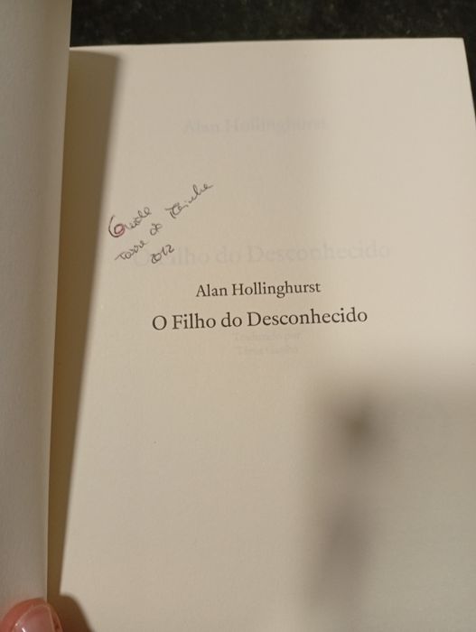 Vendo o livro "O Filho do Desconhecido", de Alan Hollinghurst