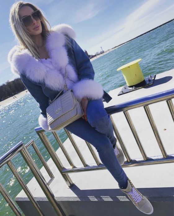 Ciepła kurtka jeans + futro