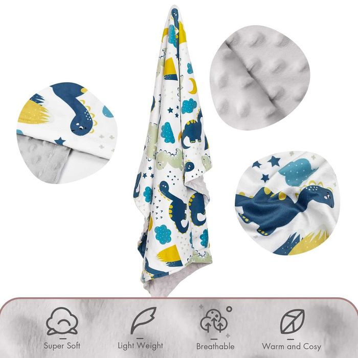 Kocyk Minnky w Dinozaury – Ciepło, komfort i radość dla malucha!