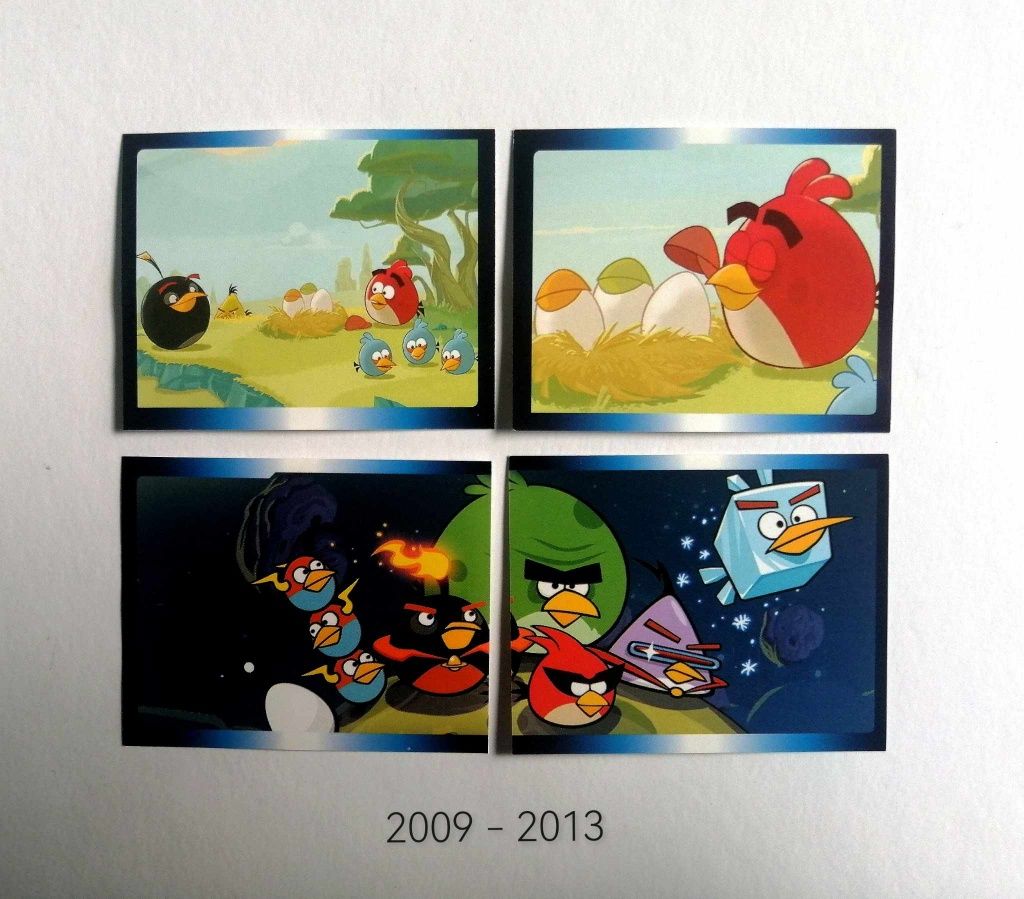 Conjunto 4 cromos Angry Birds Space 2009/2013, da Giromax