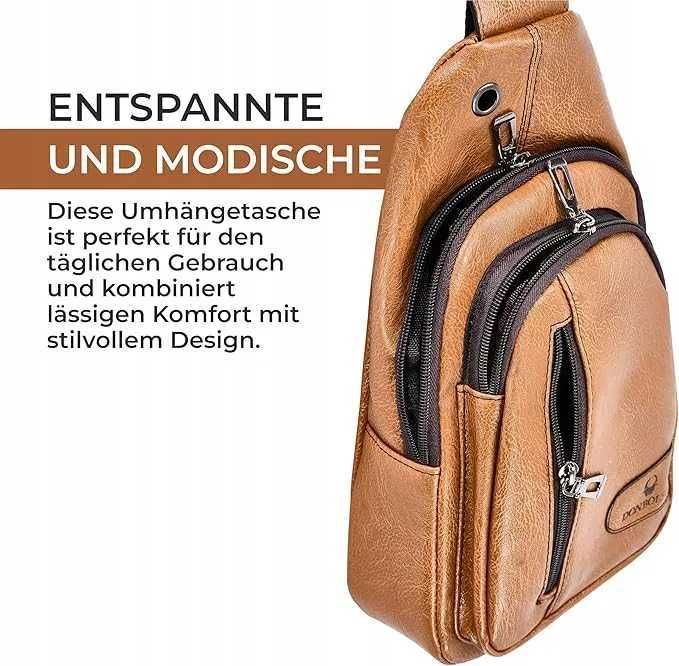 Donbolso saszetka na ramię Saszetka brązowa Eco skóra nerka męska