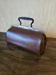 Retro torba lekarska – skóra, metalowa rama, PRL, vintage