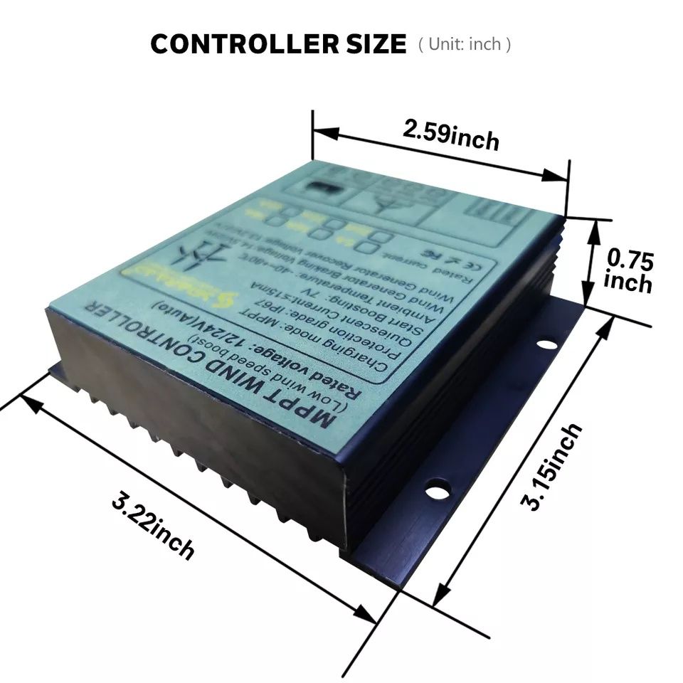 Controlador carga energia eólica 12/24v 1000w travão automático