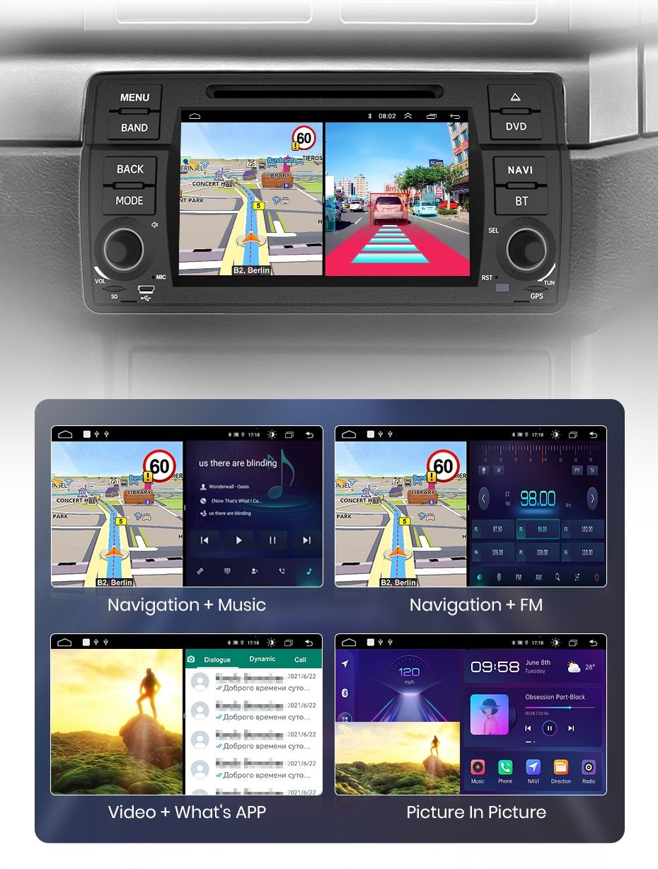 Rádio 7" BMW E46 Rover 75 MG Zt Android Auto Carplay GPS WiFi 2/32GB