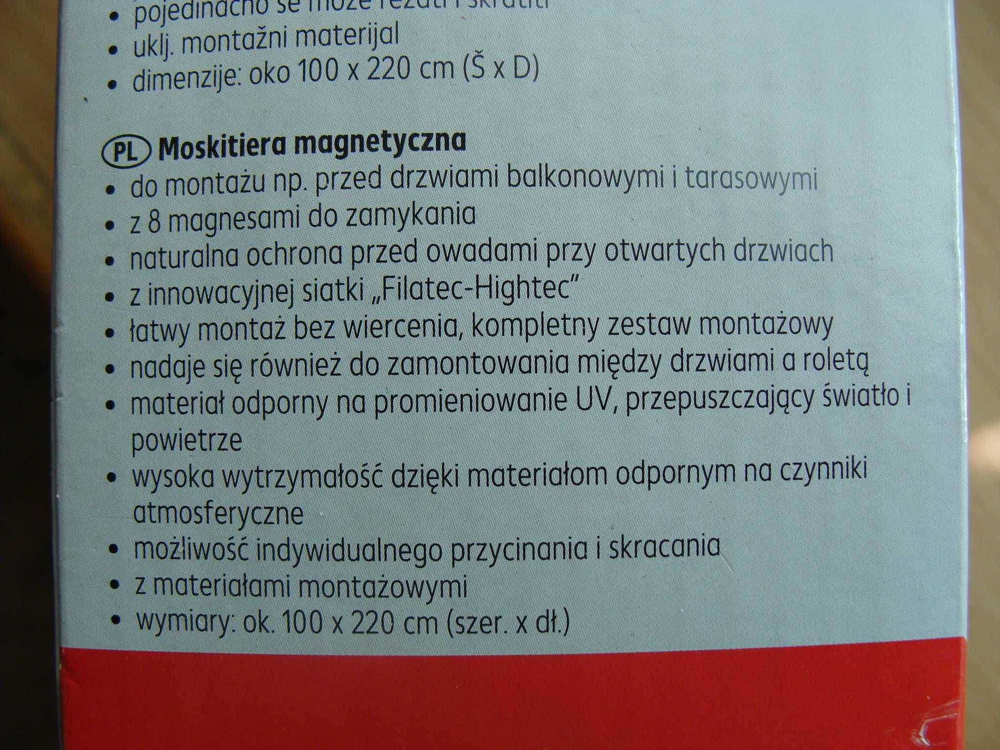Moskitiera magnetyczna balkonowa MyProject 100 x 220 Nowa (M)