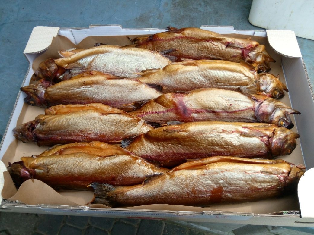 Ryby świeże wędzone z własnego gospodarstwa.