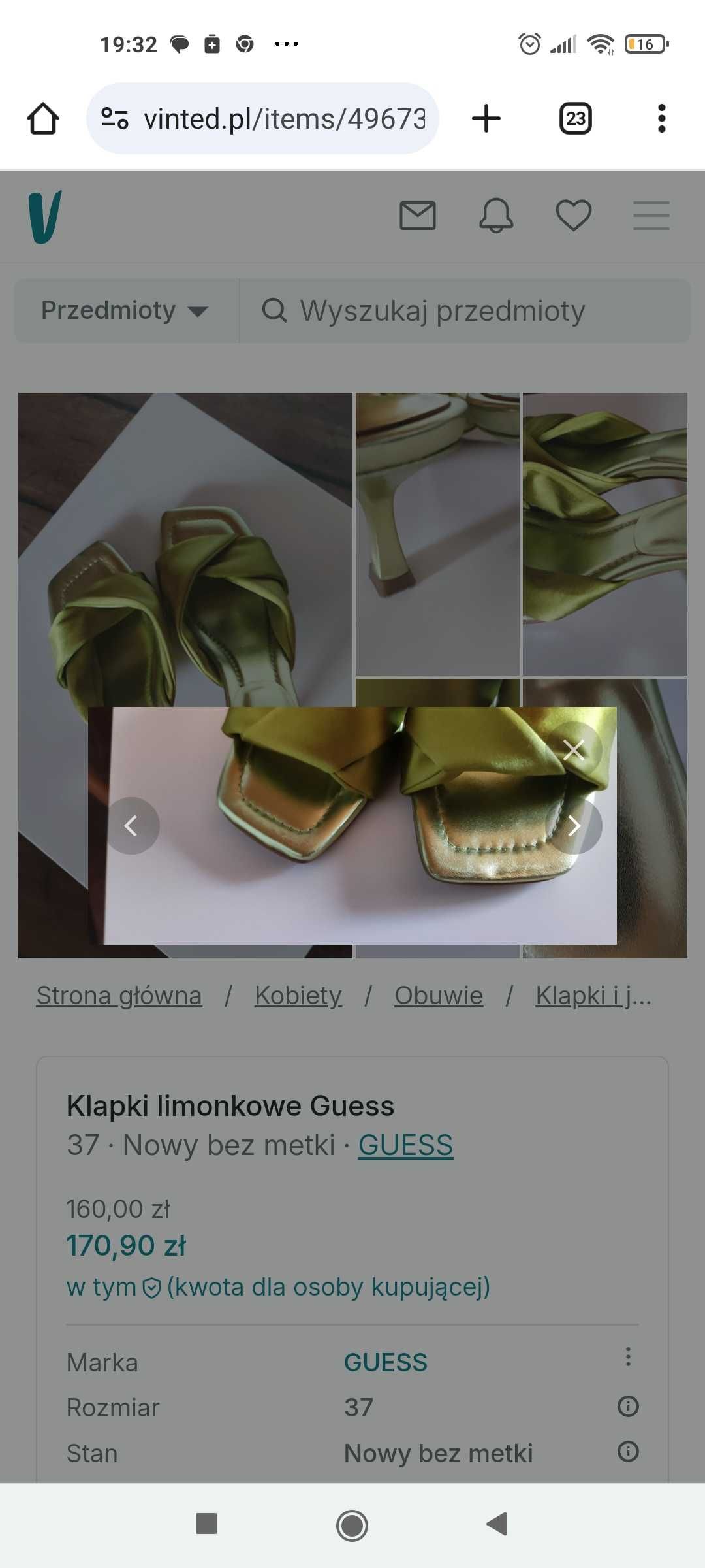 Klapki Guess r. 37