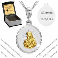 Srebrny Naszyjnik Z Medalikiem Pr. 925 Pamiątka I Komunii Świętej + Gr