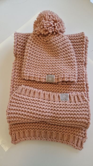 Czapka i szalik damski gruby splot Jakość Sempre