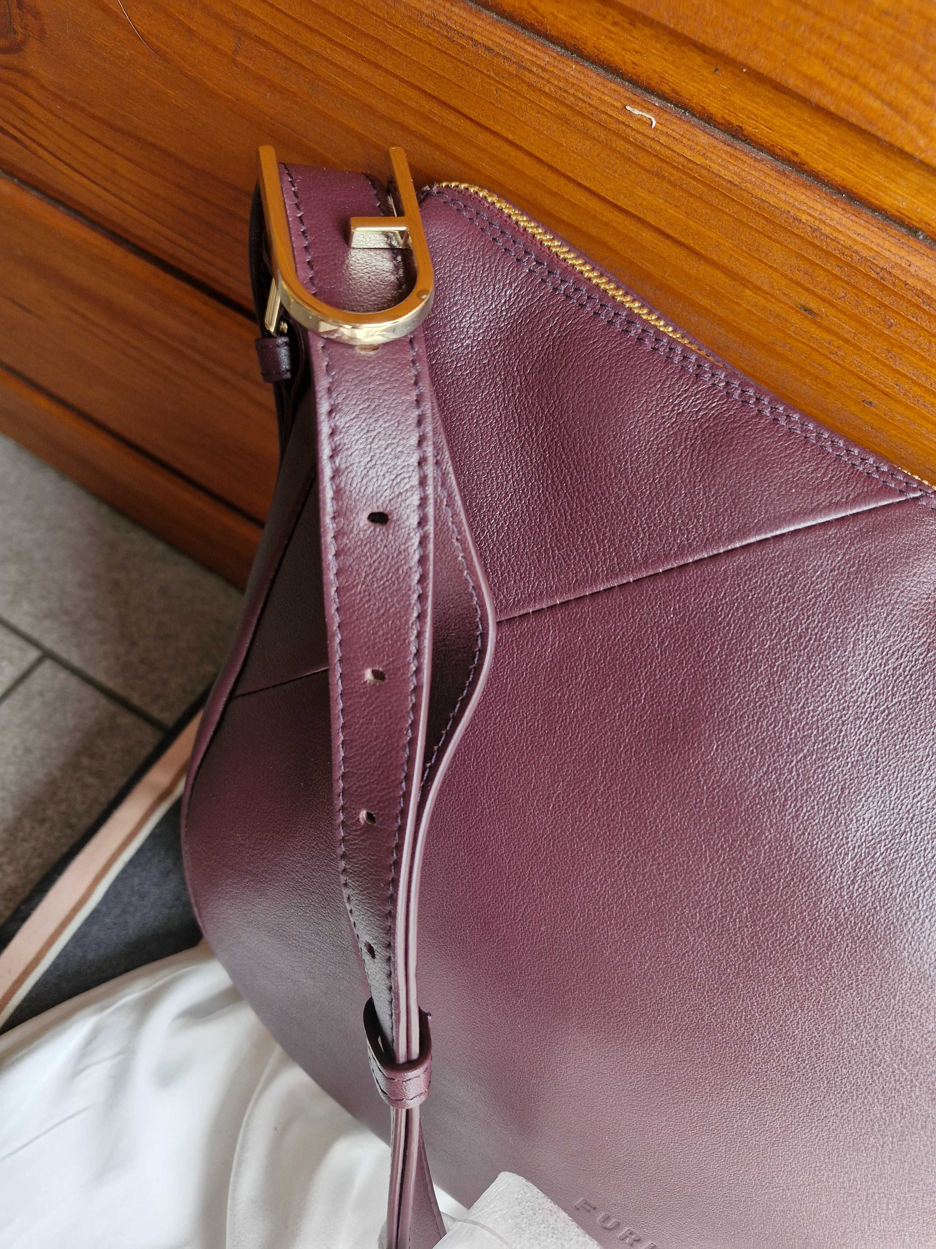 Furla flow nowa torebka bordowa skóra OKAZJA