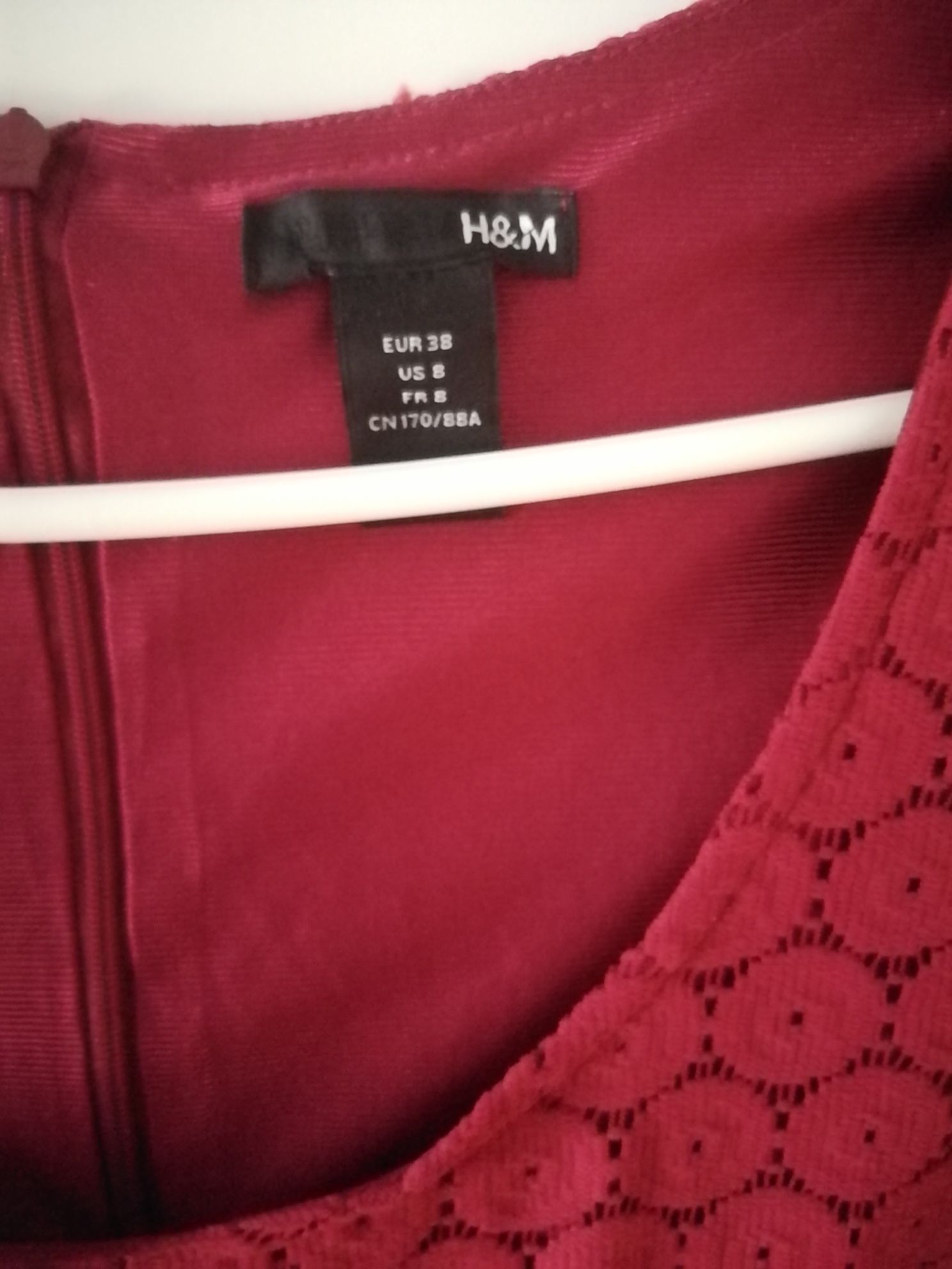 Sukienka na święta bordo koronka H&M roz. 38