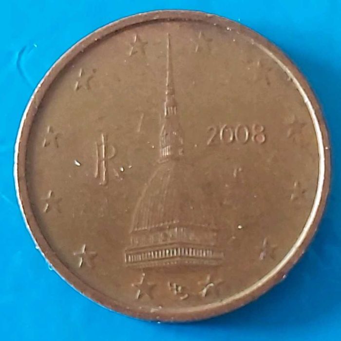 2 Cêntimos de 2008 de Itália, Torre Mole Antonelli