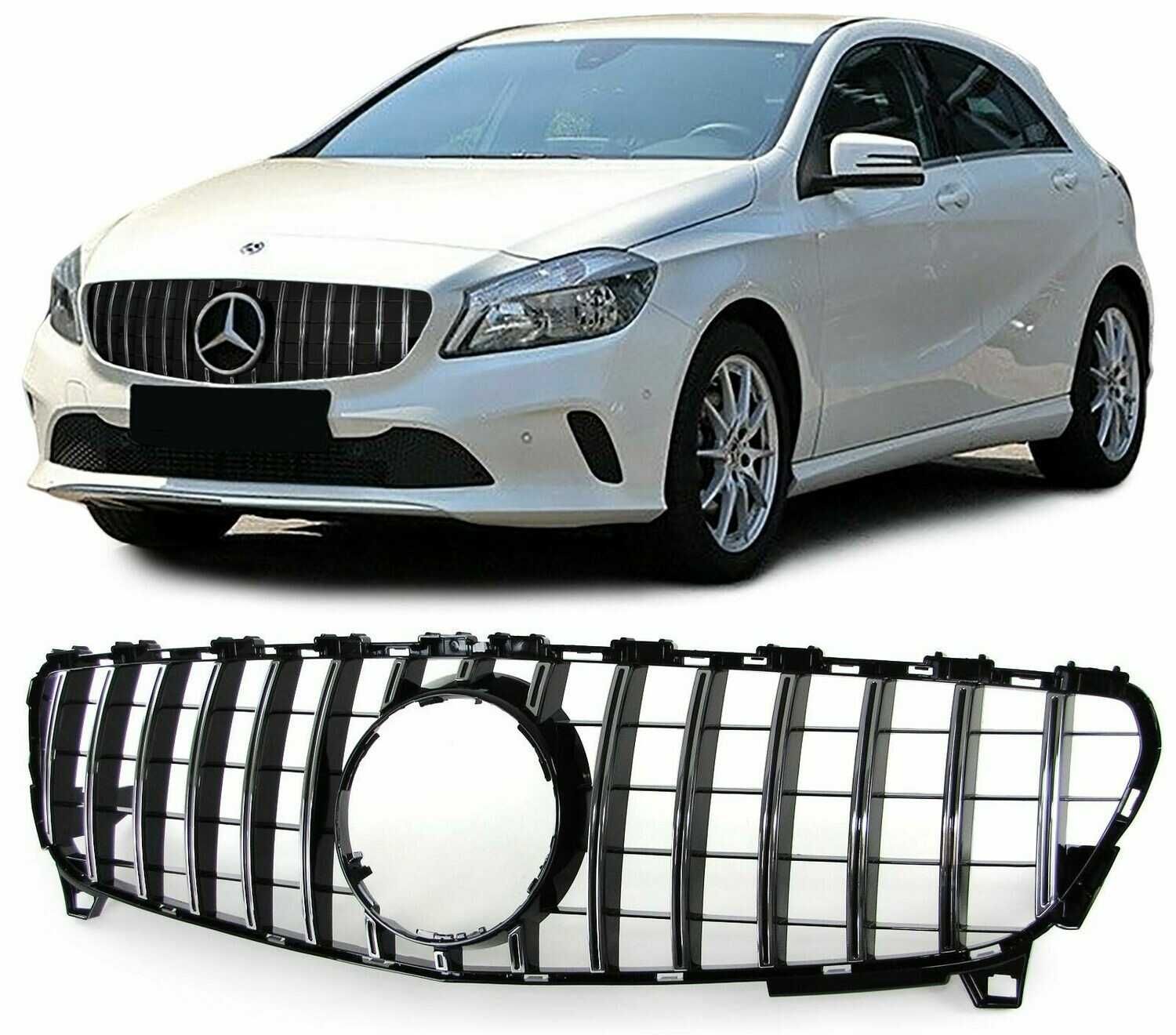 Grelha cromada preta desportiva para Mercedes Classe A W176 de 2015