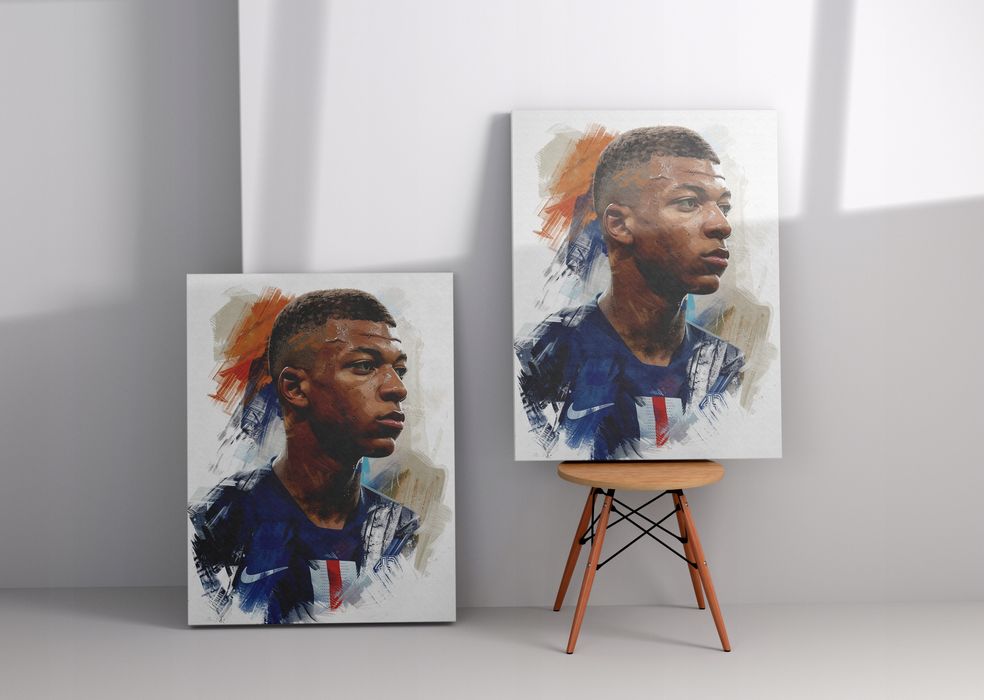 Nowoczesny Portret Kylian Mbappé na Płótnie 60x80 cm