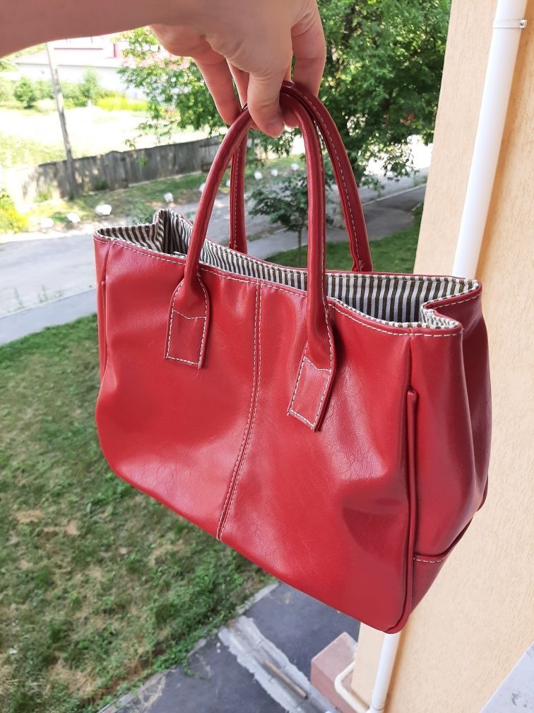 Ідеальна Червона Стильна жіноча сумка шопер
