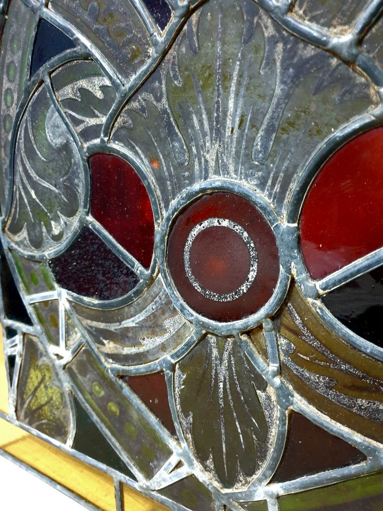 Magnífico antigo vitral pintado à mão do Sec. XIX