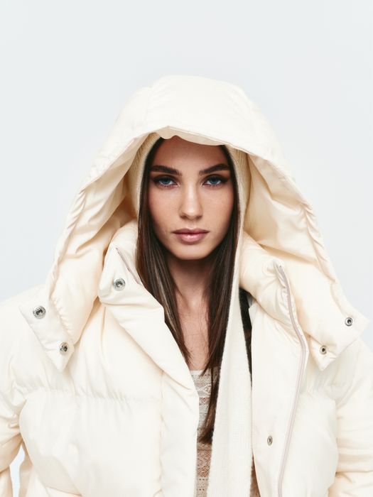 Пуффер пуховик оверсайз oversize blow fashion молочний s/m