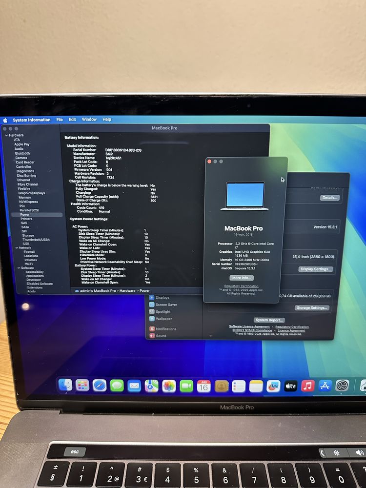 Macbook Pro 15" 2018 i7 | 16GB | 256GB imaculado