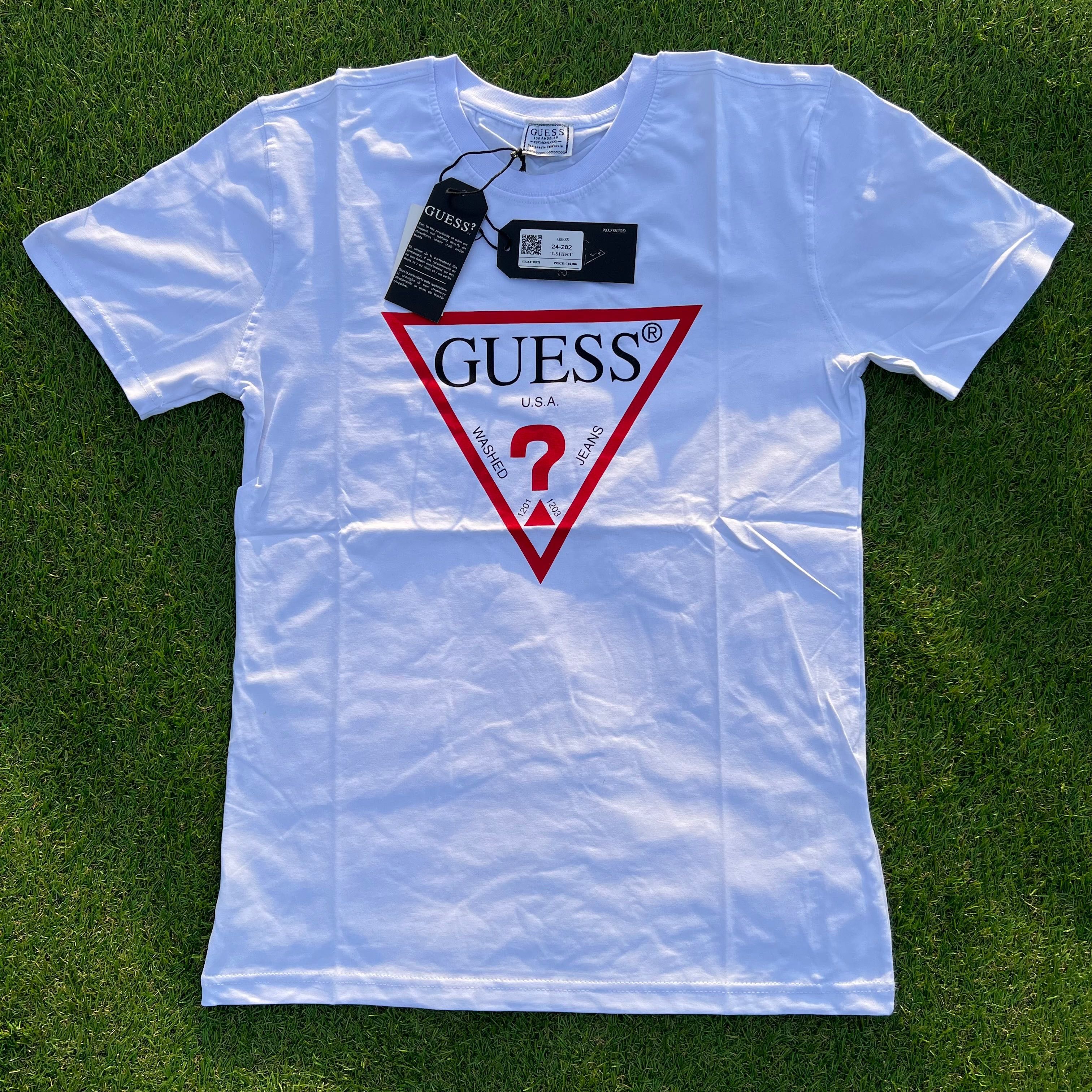 Нова оригінальна чоловіча футболка Guess біла розміри L / XL