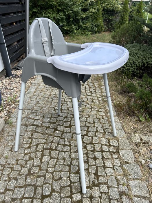 Krzesełko do karmienia dziecka, Piccolo, szare, składane nóżki