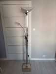 Lampa stojąca, wysokość 186cm, stal szczotkowana, sprawna,  nowoczesna