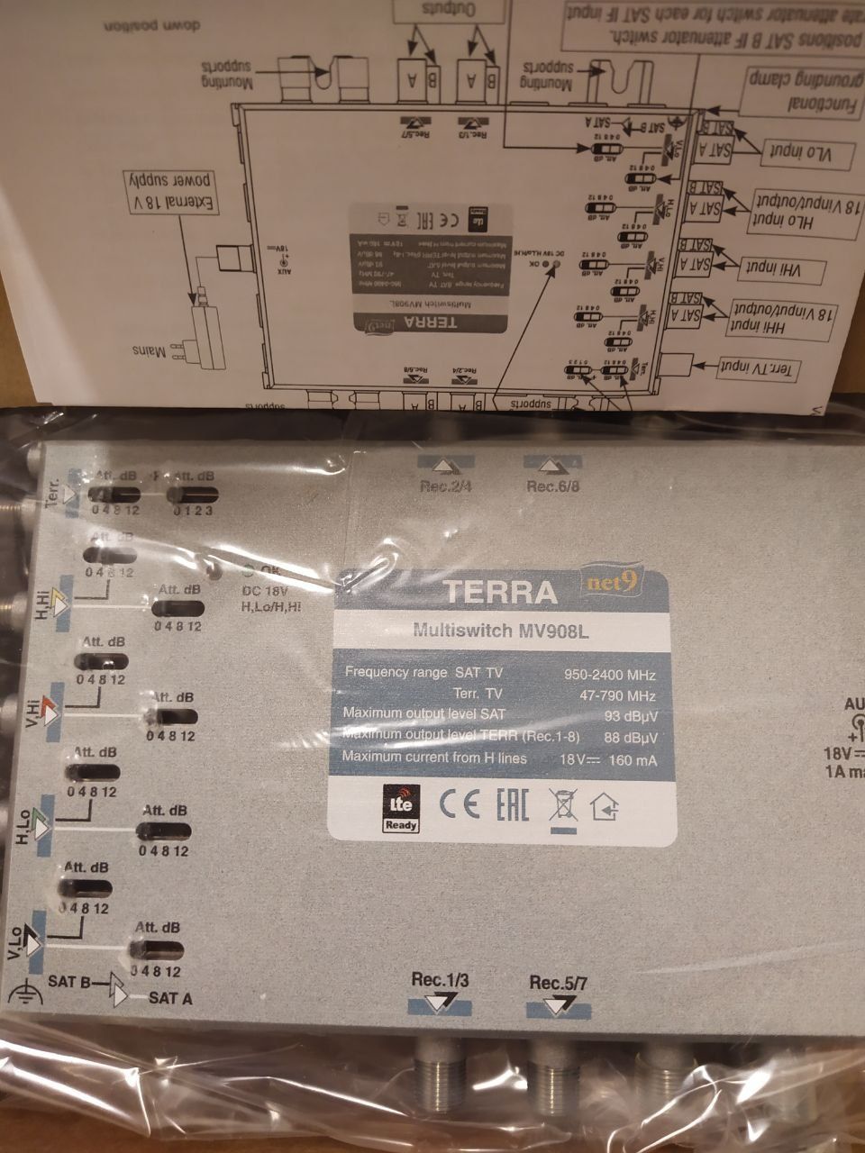 Wieloświecowa multiswitch Terra MV-908L