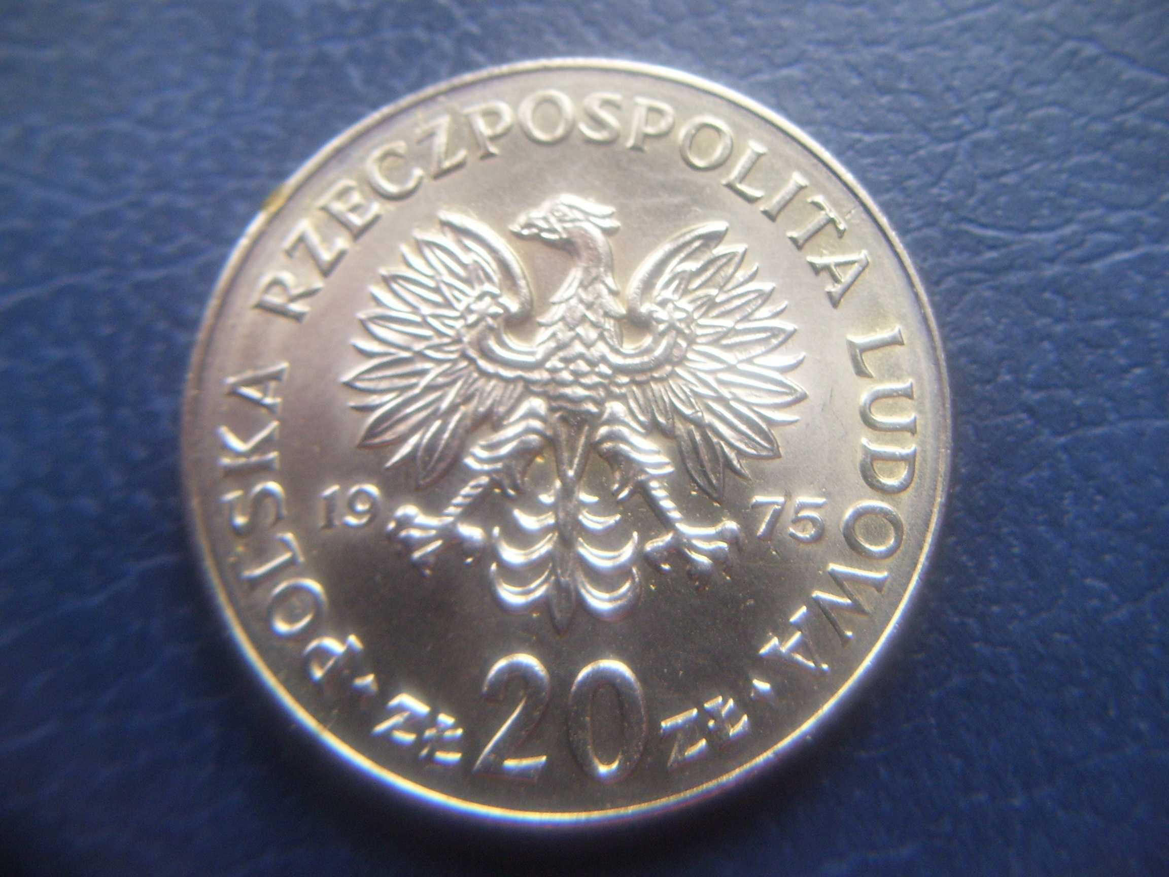 Stare monety 20 złotych 1975 Nowotko PRL stan menniczy