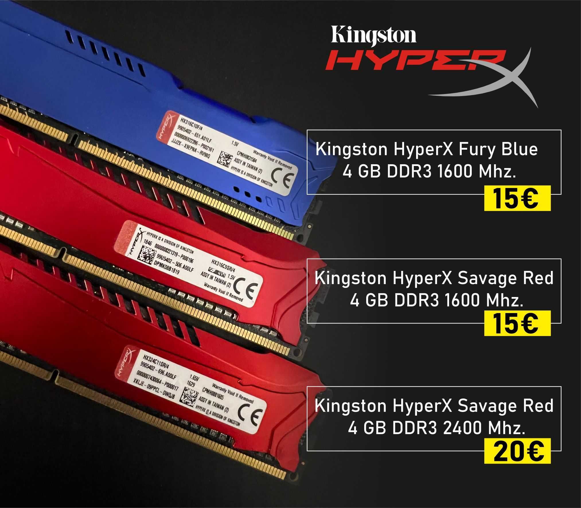 3 MEMÓRIAS (3X4GB) kingston hyperx CONFORME AS IMAGENS
